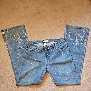 Metro7 Vintage Paint-Splatter Flare Denim Jeans Size 10